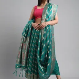Saree Mall Green Woven Saree With Unstitched Blouse-picture-36