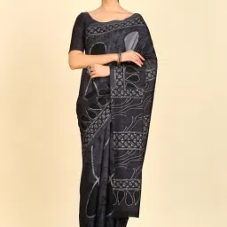 Soch Womens Grey Chiffon Abstract Print Saree-image-1