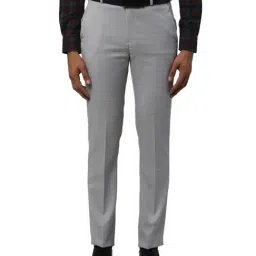Park Avenue Grey Super Slim Fit Checks Trousers-picture-21
