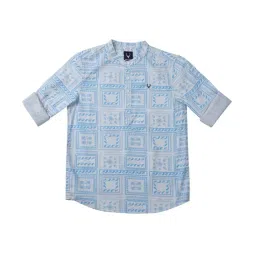 Allen Solly Junior Blue & White Printed Full Sleeves Shirt image 1