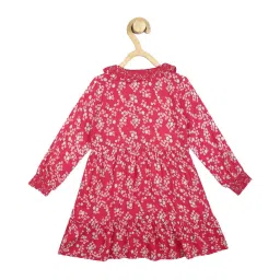 Peter England Kids Pink Floral Print Full Sleeves Dress image 2