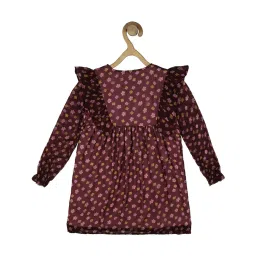 Peter England Kids Maroon Floral Print Full Sleeves Dress image 2