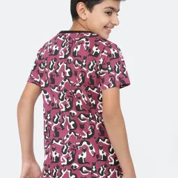 Peter England Kids Purple Printed  T-Shirt image 2