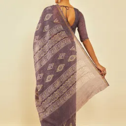 Soch Purple Chanderi All-Over Geometric Print Saree image 2