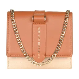 TOMMY HILFIGER Tan Beige Brady Donella Textured Flap Wallet with Sling image 1