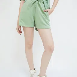 Ginger by Lifestyle Sage Green Cotton High Rise Shorts image 1
