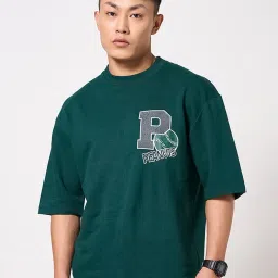 Sf Jeans By Pantaloons Green Cotton Relaxed Fit Printed T-Shirt image 1