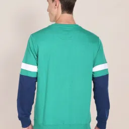U.S. Polo Assn. Teal Cotton Regular Fit Colour Block Sweatshirt image 2
