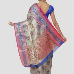 Banarasi Silk Works Grey Woven Saree With Unstitched Blouse image 2
