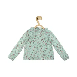 Peter England Kids Light Green Floral Print Full Sleeves Top image 2