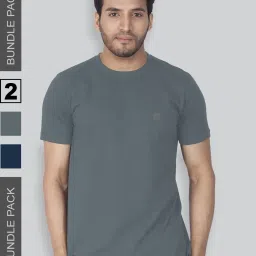 Lux Nitro Grey & Navy Blue Regular Fit T-Shirt Pack of - 2 image 2