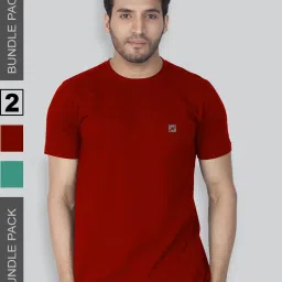 Lux Nitro Red & Sea Green Regular Fit T-Shirt Pack of - 2 image 2
