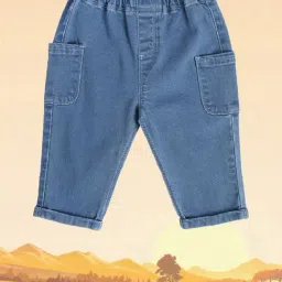 MINIKLUB Kids Blue Solid Denim Pants-image-6