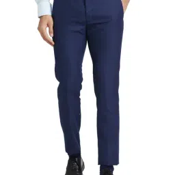 Park Avenue Blue Super Slim Fit Checks Trousers-picture-25