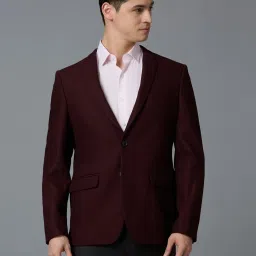 Reid & Taylor Maroon Comfort fit Solid Blazer image 1