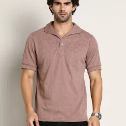 Campus Sutra Brown Regular Fit Self Pattern Polo T-Shirt image 1
