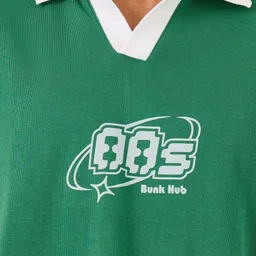 Styli Typography Printed Polo Collar Drop Shoulder Sleeves Pure Cotton Oversized T-shirt image 4