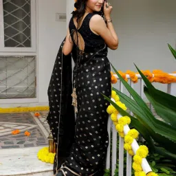 Indi Inside Black Printed Saree With Unstitched Blouse image 2