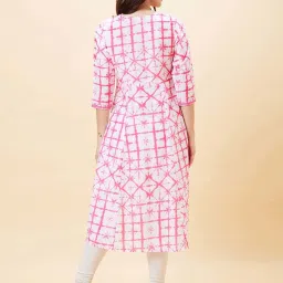 Globus Pink Printed A Line Kurta image 2