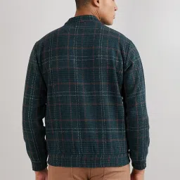 Campus Sutra Forest Green Cotton Regular Fit Checks Jacket image 2