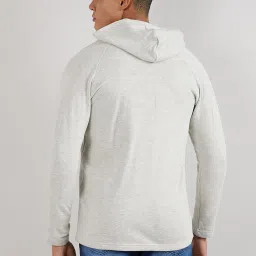Campus Sutra Light Grey Cotton Regular Fit Hooded Jacket image 2