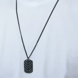 The Bro Code Black Dog tag Charm Pendant Cuban Link Necklace For Men-image-44