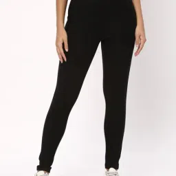 R&B Black Viscose Skinny Fit High Rise Pants-picture-44