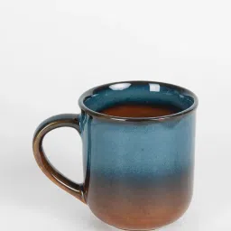 Fabindia Home Amber Solid Brown & Dark Blue Ceramic Mug (360 ml) image 2