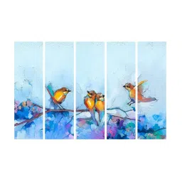 999Store Printed Blue MDF 5 Panels Wall Art image 2