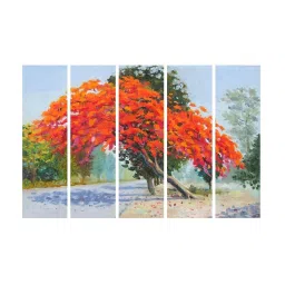 999Store Printed Red MDF 5 Panels Wall Art image 2