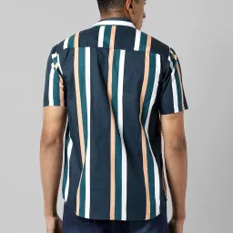 Campus Sutra Blue Cotton Regular Fit Striped Shirt image 2