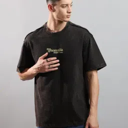 Crocodile Black Cotton Printed Relaxed Fit T-Shirt-picture-13