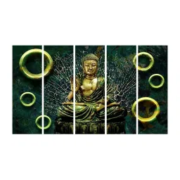 999Store Printed Green MDF 5 Panels Wall Art image 2