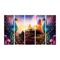 999Store Printed Multicolor MDF 5 Panels Wall Art image 2