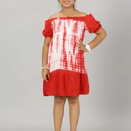 Kiddopanti Kids Red & White Over Dyed Dress image 1
