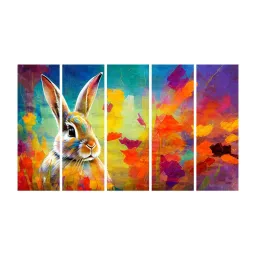 999Store Printed Multicolor MDF 5 Panels Wall Art image 2