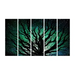 999Store Printed Green MDF 5 Panels Wall Art image 2