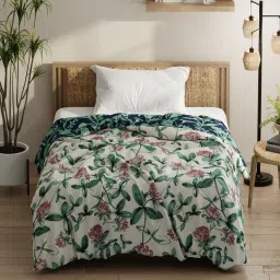 KOPA Pink & Green Microfibre Floral Single Comforter image 1