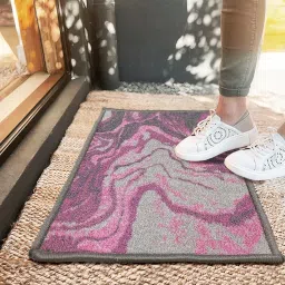 Bianca Pink & Grey Nylon Abstract Door Mat (Medium) image 1