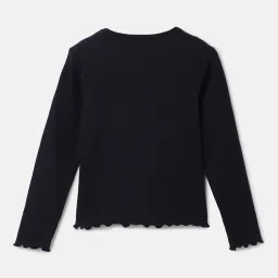 United Colors of Benetton Kids Black Textured Full Sleeves T-Shirt image 2