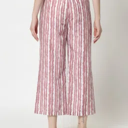 Office & You Pink Striped Regular Fit Mid Rise Palazzos image 2