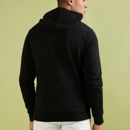 Campus Sutra Black Cotton Regular Fit Hooded Sweatshirt image 2