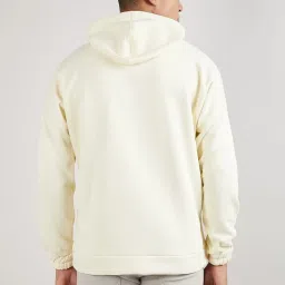 Campus Sutra Light Yellow Cotton Regular Fit Hooded Sweatshirt image 2
