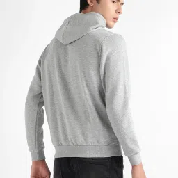 Campus Sutra Grey Cotton Regular Fit Printed Hooded Sweatshirt image 2