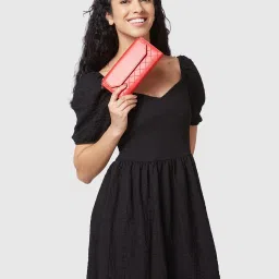 Globus Red Textured Bi-Fold Wallet for Women image 2