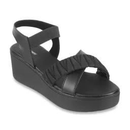 Walkway Women's Black Ankle Strap Sandals image 1