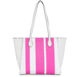 United Colors of Benetton Alize White Striped Tote Handbag-image-58