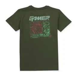 Gini & Jony Kids Green Cotton Graphic T-Shirt image 2