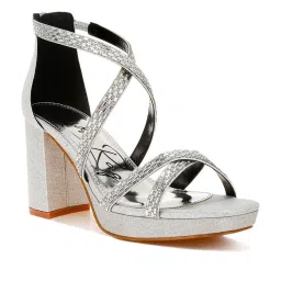 London Rag Women's Silver Cross Strap Sandals image 1