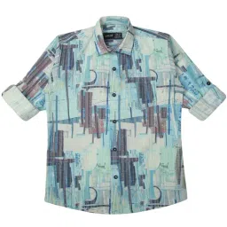 Cavio Kids Green Cotton Printed Shirt-image-52